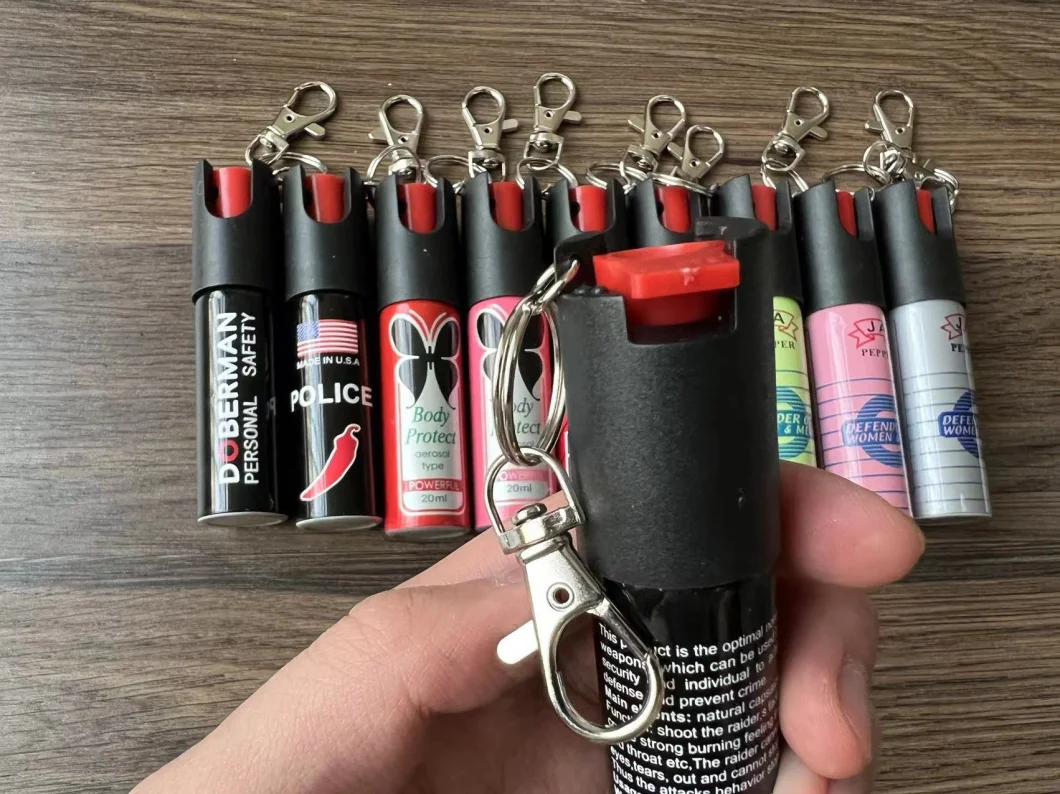 Wholesale Self Defense Weapons Mace Pompom 20ml Hard Case Keychain Pepper Spray